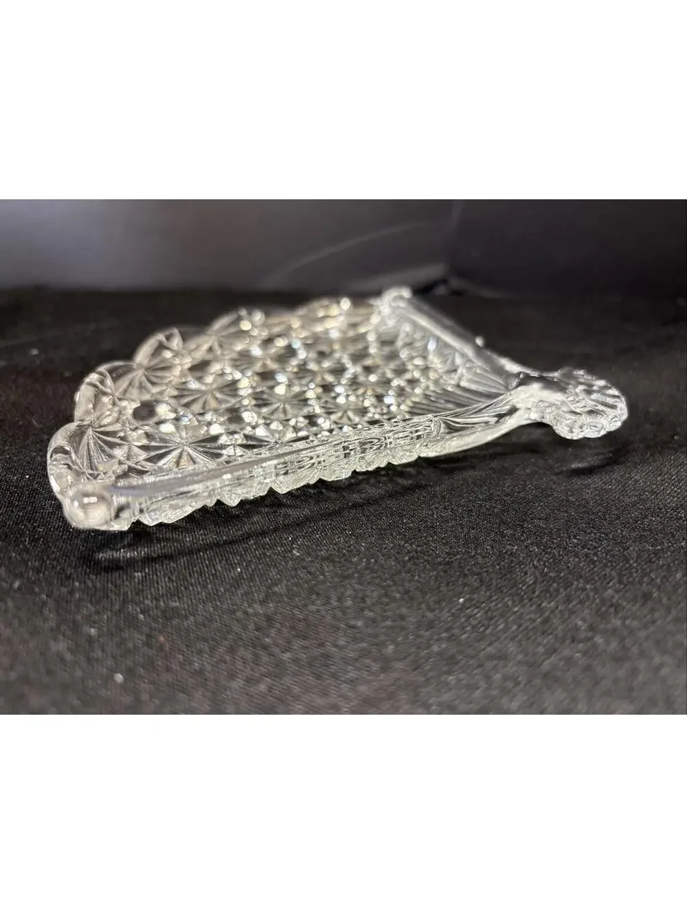 VTG Clear Glass Fan Plate Vanity Tray Trinket Dish Avon Great For Jewelry USA